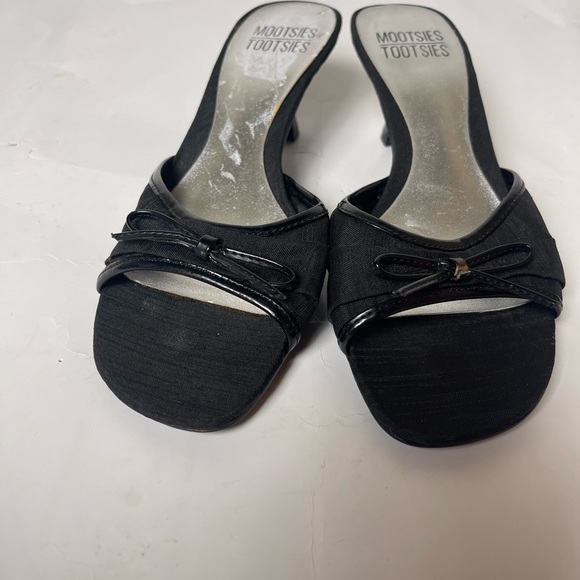 Mootsies Tootsies Open Toe Bow Black Kitten Heels Size 7 - Picture 7 of 8